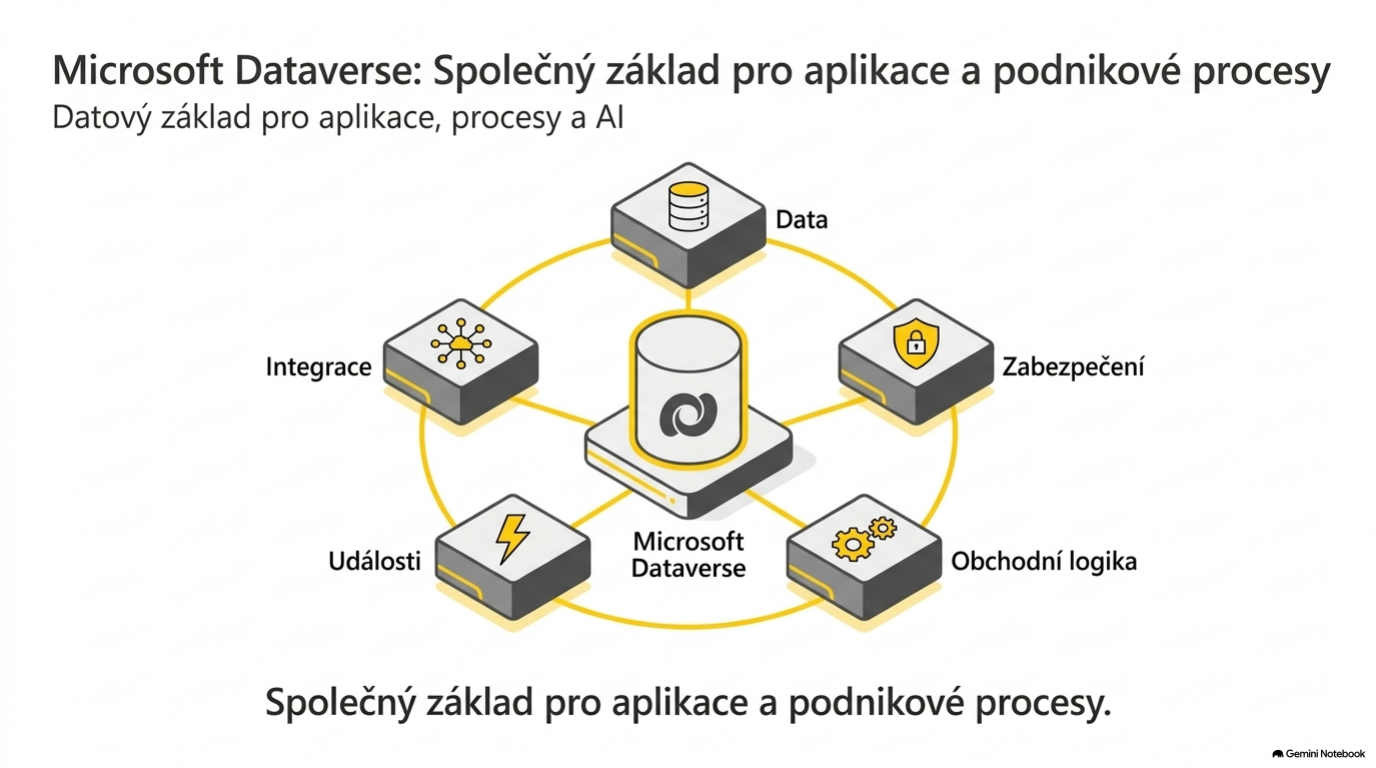 Data, zabezpečení, události, obchodní logika a integrace jako společný základ Dataverse